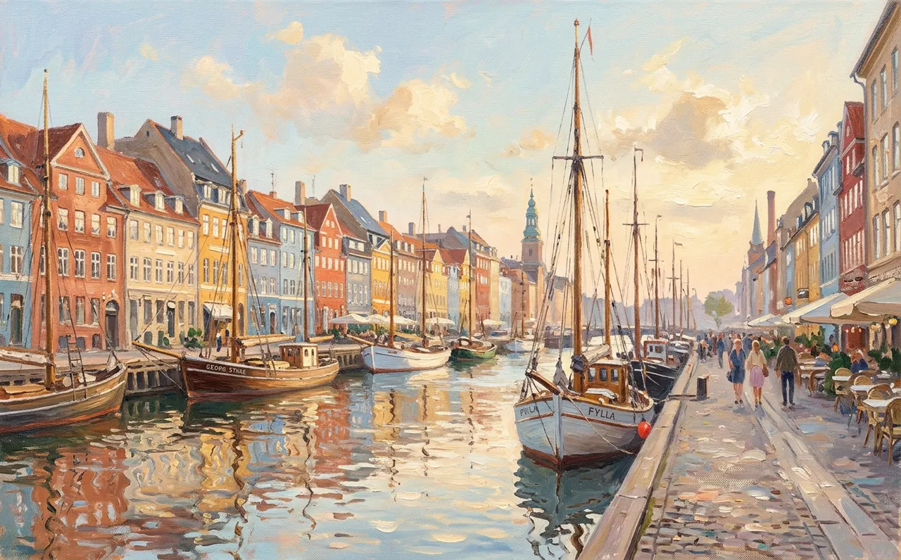 Colourful townhouses along Nyhavn in Copenhagen