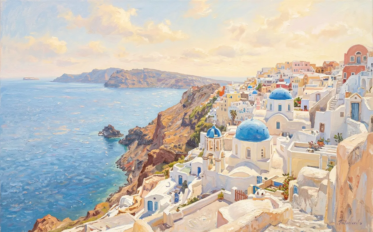 White houses and blue domes in Santorini