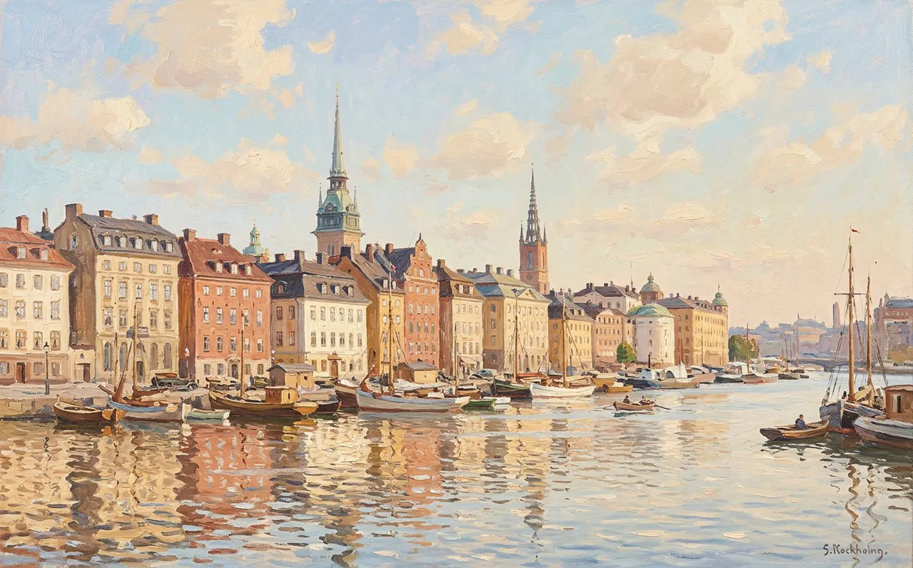 Colourful waterfront buildings in Stockholm